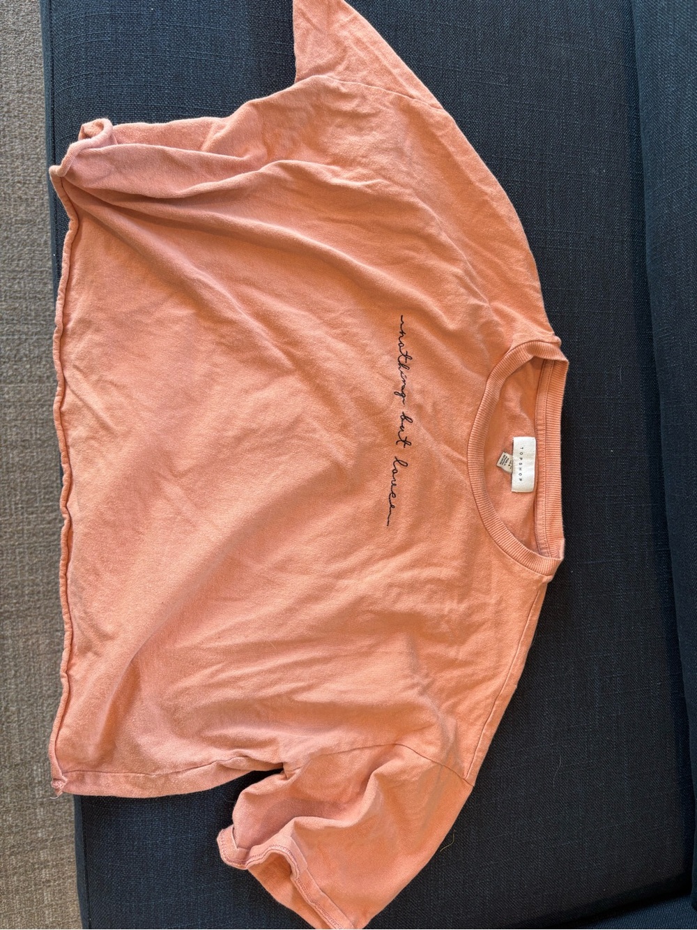 Topshop Coral Pink Cropped Tee